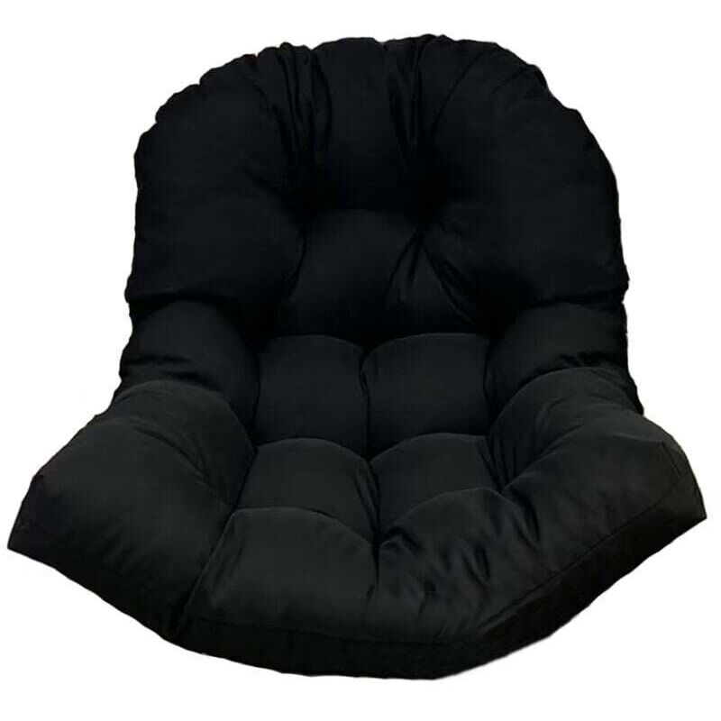 Coussin de siège de chaise à bascule de jardin lavable, housse de siège de chaise suspendue intérieure et extérieure noir（N'inclut pas le berceau）