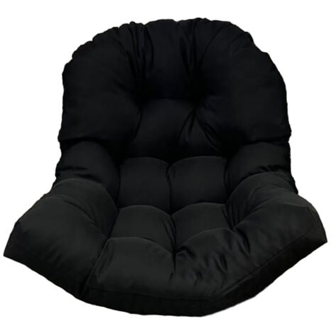 Coussin de siège de chaise à bascule de jardin lavable, housse de siège de chaise suspendue intérieure et extérieure noir（N'inclut pas le berceau）