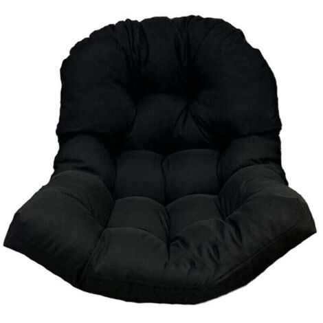 Coussin de siège de chaise à bascule de jardin lavable, housse de siège de chaise suspendue intérieure et extérieure noir（N'inclut pas le berceau）