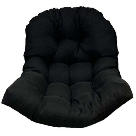 Coussin de siège de chaise à bascule de jardin lavable, housse de siège de chaise suspendue intérieure et extérieure noir（N'inclut pas le berceau）