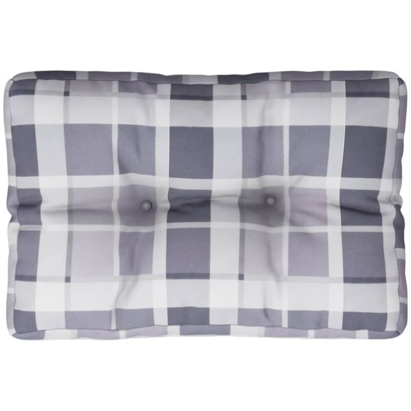 Vidaxl - Coussin de palette motif à carreaux gris 50x40x12 cm tissu