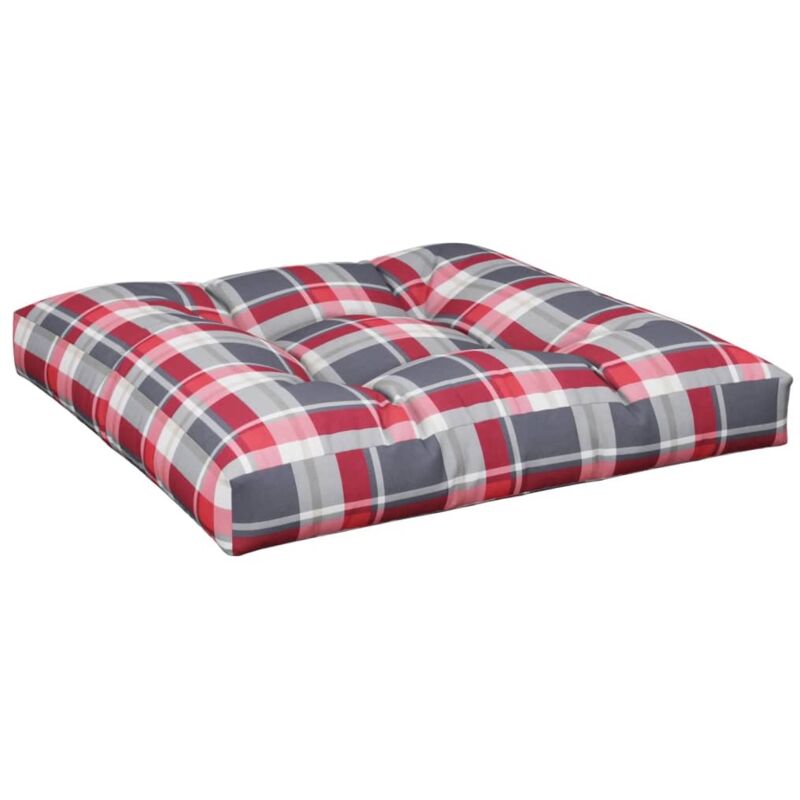 Coussin de palette motif à carreaux rouge 80x80x12 cm tissu Vidaxl