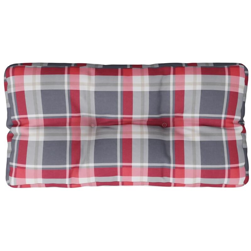 Coussin de palette motif à carreaux rouge 70x40x12 cm tissu Vidaxl