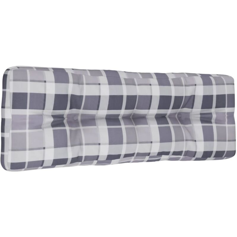 VIDAXL Coussin de palette motif &agrave; carreaux gris 120x40x12 cm tissu