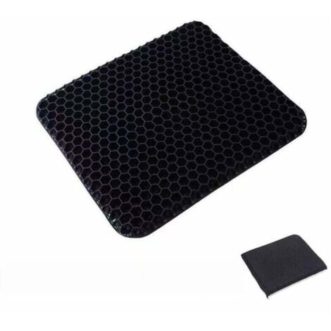 Coussin de Siège en Gel, Coussin de Gel Respirant avec Housse Antidérapant pour Voiture/Bureau/Fauteuil Roulant-Noir