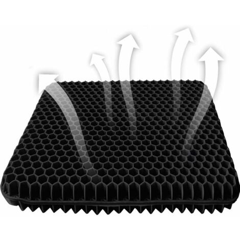 Coussin de Siège en Gel, Coussin de Gel Respirant, Coussin Anti Escarres, Le avec Housse Antidérapant pour Voiture/Bureau/Maison/Fauteuil Roulant-noir