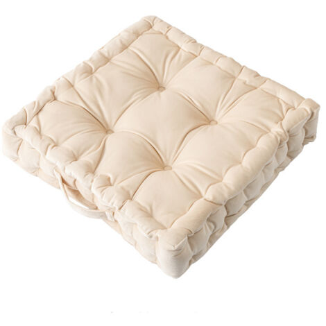 Coussin de siège épais en velours néerlandais beige 42×42×9 cm, soutien lombaire, pour bureau, yoga et chaise