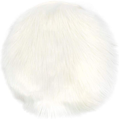 Coussin de siège et housse de chaise ronds en imitation peau de mouton douce de qualité supérieure, tapis de chambre moelleux, 35,5 cm x 35,5 cm, blanc.