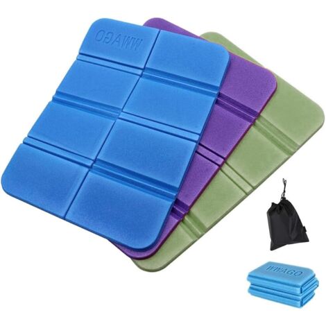 Coussin de Siège Étanche 3 Pièces Coussin Pliant Camping XPE imperméable Tapis de Camping Thermique Pliable avec 1 Sacs de Rangement pour Extérieur Randonnée Jardin Plage Pique-niques