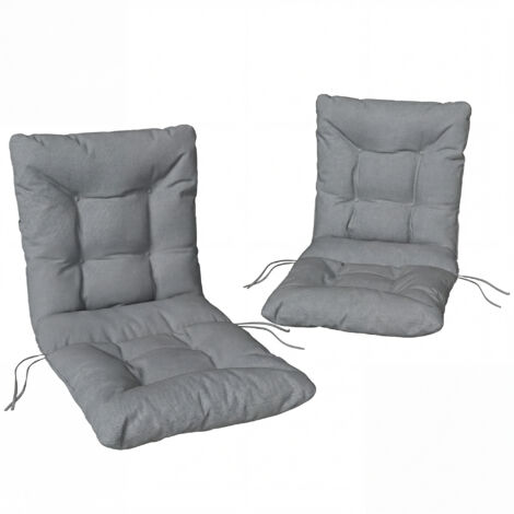 Coussin de siège extérieur avec dossier et sangles, rembourrage hydrofuge pour intérieur et extérieur, gris clair
