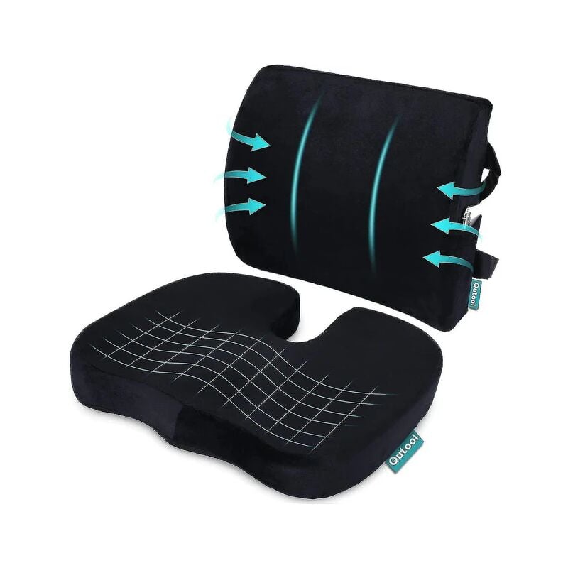 Lifcausal - Coussin de siège orthopédique et coussin de soutien lombaire pour le dos, oreiller pour chaise de bureau, coussin de siège de voiture en