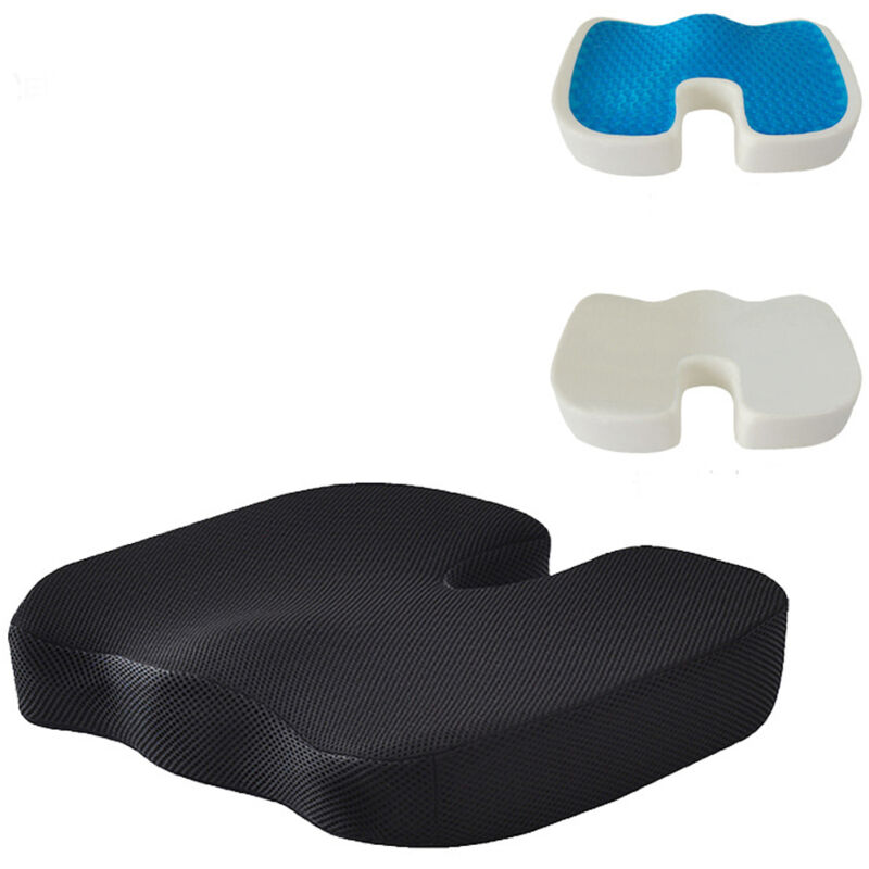Linghhang - Coussin de siège pour Bureau - Oreiller en Mousse à mémoire de Forme à 100%, Soulagement de la Douleur Coccyx, sciatique et Bas du Dos