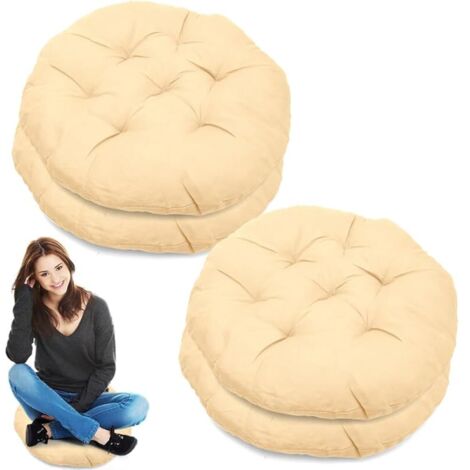Coussin de siège rond confortable 40 x 40 cm pour salle à manger, salon, chambre d'étude, chaise de bureau, chaise de jardin, chaise de balcon, pour l'intérieur et l'extérieur, campagne clair