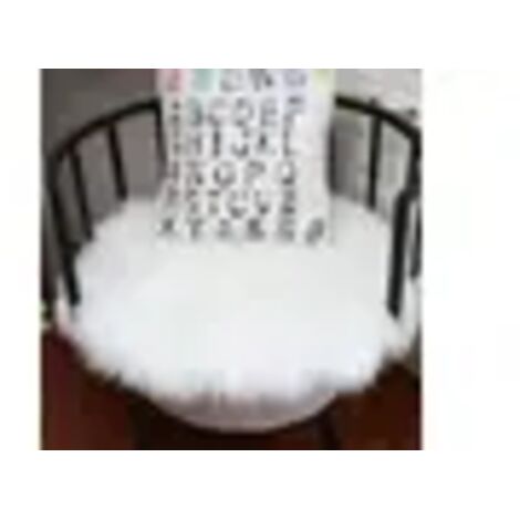 Coussin de siège rond et doux 35 x 35 cm, housse de chaise confortable, tapis rond - Blanc/S