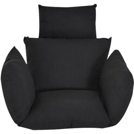 Coussin de siège suspendu pour balançoire, coussin de chaise hamac suspendu, coussin de siège épais pour chaise suspendue, pour patio intérieur extérieur, jardin (noir)