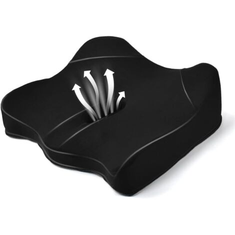 Coussin de Siège Voiture, Coussin Rehausseur Voiture en Mousse à Mémoire de Forme, Rehausseur de Voiture Adulte, Coussin de Voiture Conducteur Rehausseur pour Voiture, Bureau, Maison (Noir)