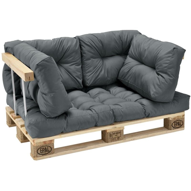 Helloshop26 - Coussin de siège et coussin de dossier pour canapé palette gris brillant - Gris