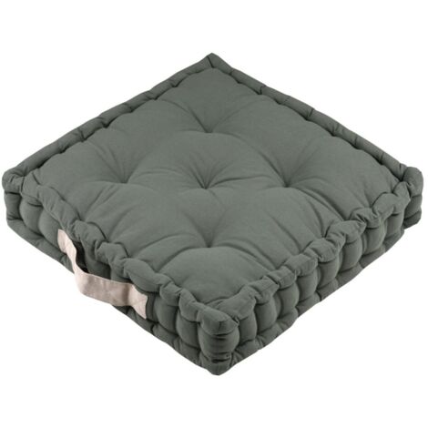 Coussin de sol 45x45x10 cm Duo vert lin 100% coton