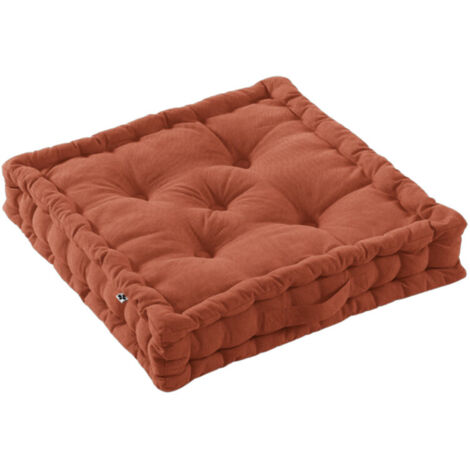 Coussin de sol 50 x 50 cm matelassé en coton terracotta - DOLORES