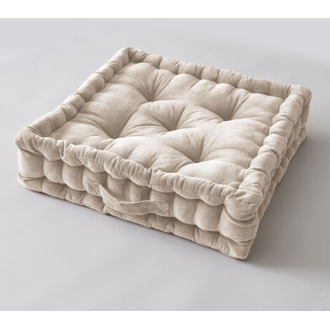 Coussin de sol 50 x 50 x 10 cm velours de coton César Pampa Naturel
