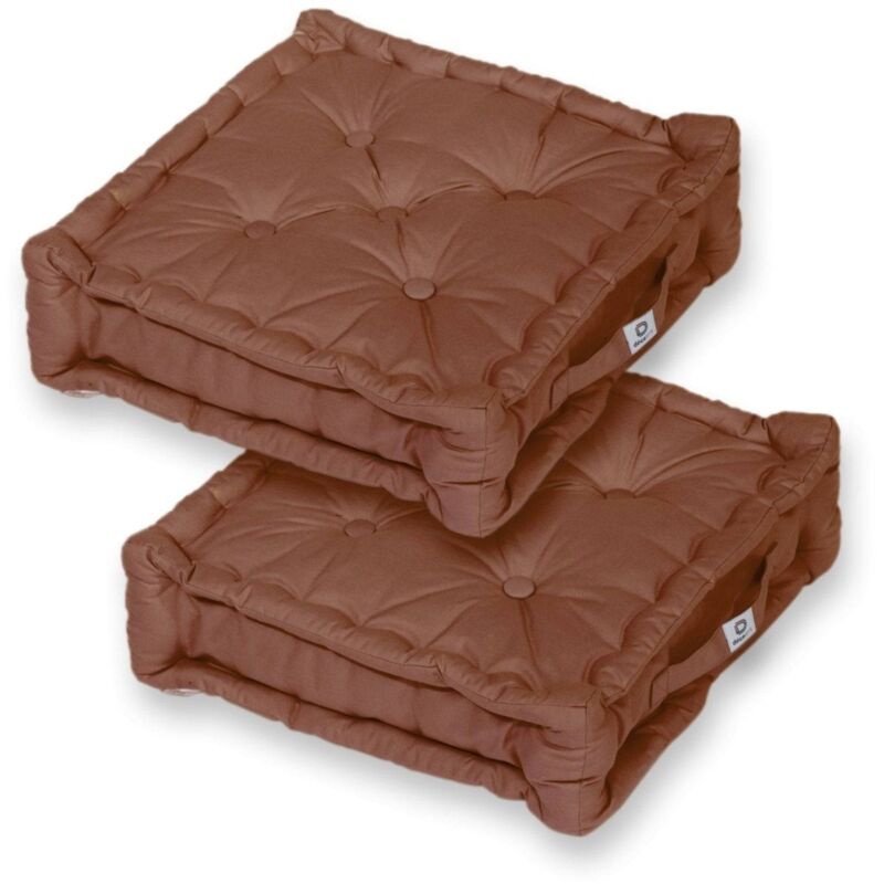 Deco Arts - Coussin de sol lot de 2 - 50 x 50 cm Rouille