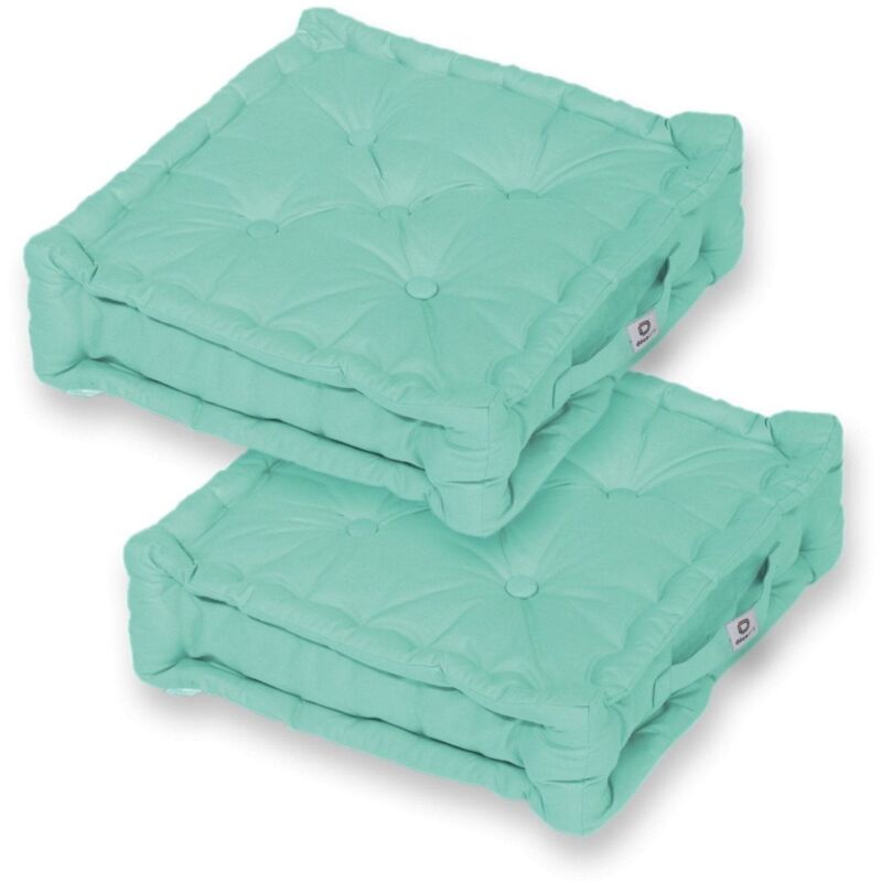 Deco Arts - Coussin de sol lot de 2 - 50 x 50 cm Vert Mint