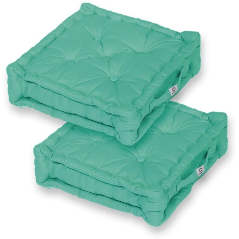 Deco Arts - Coussin de sol lot de 2 - 50 x 50 cm Bleu Caraibes