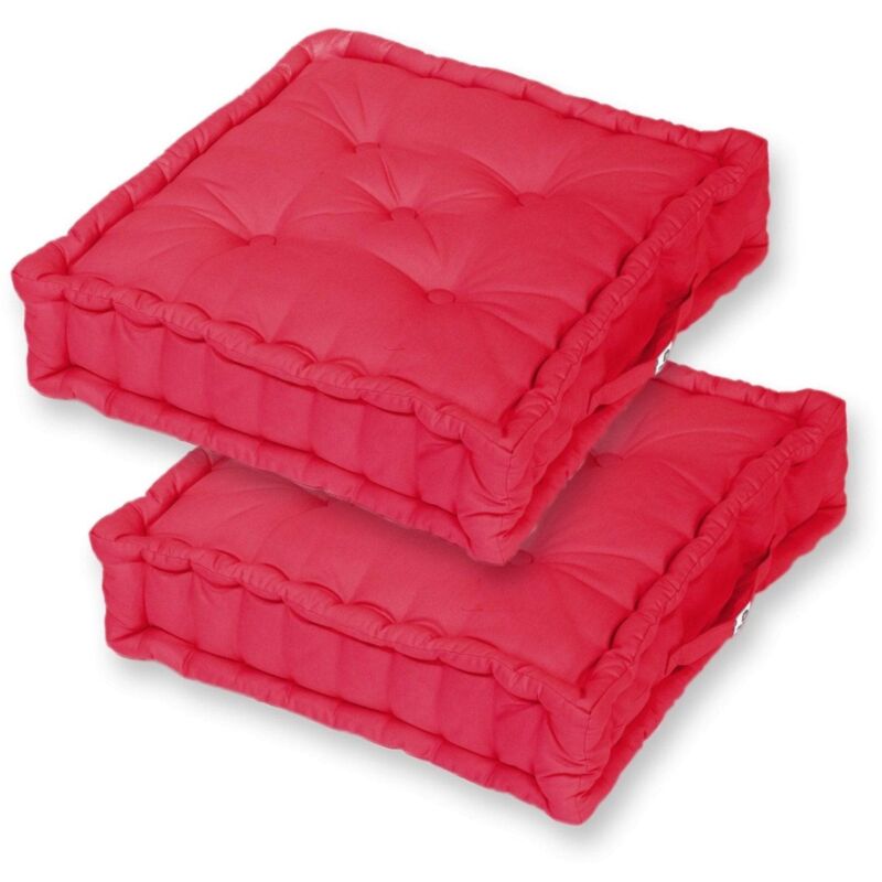 Deco Arts - Coussin de sol lot de 2 - 60 x 60 cm Rouge Piment
