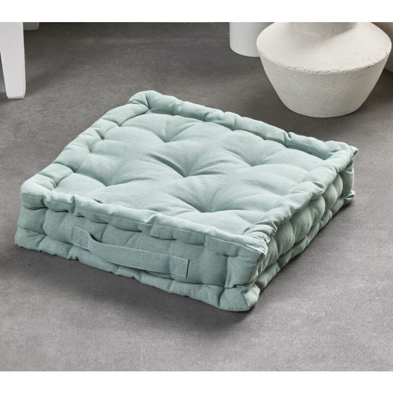 Today - Coussin de sol carré en coton 'Essential' - Vert céladon - 40 x 40 x h 10 cm - Livraison gratuite