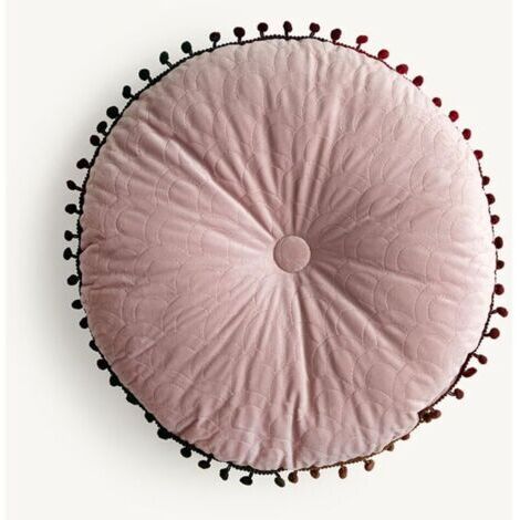 Coussin de Sol Coussin Chaise Style Scandinave, Coussin Rond 40cm Coussins de Jardin Coussin Sol Tatami pour Yoga Méditation Tea Party Balcon Salon Enfant Adultes (40cm,Rose Peau)