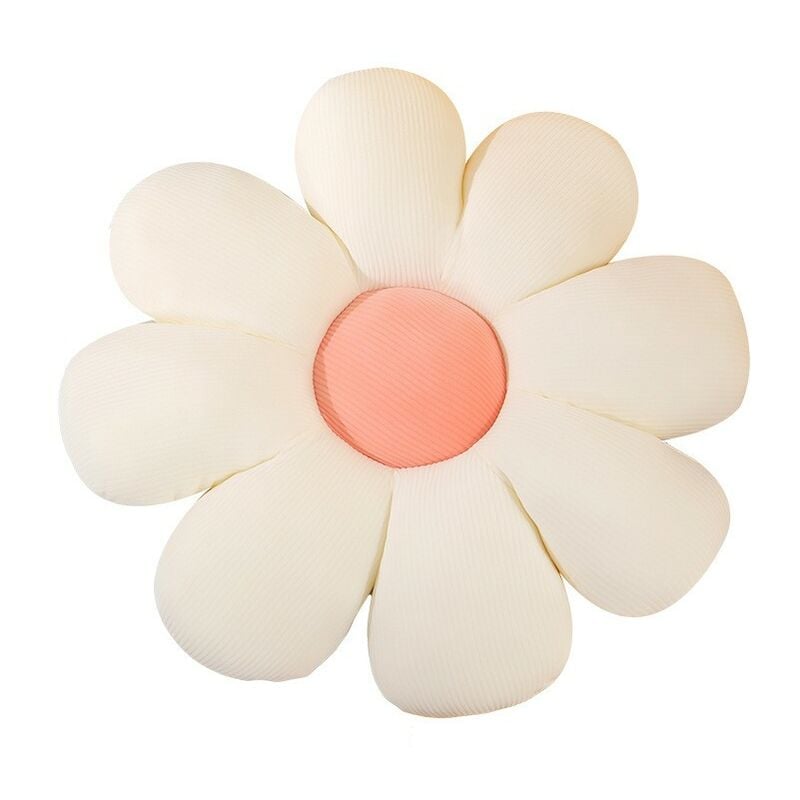 Kinsi - Coussin de sol- Coussin épaissi- Forme de la fleur, 55x55cm- blanc