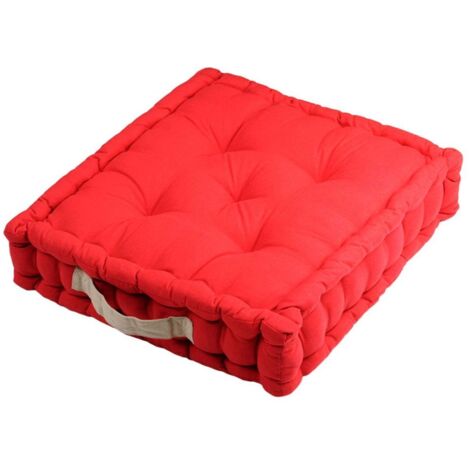 COUSSIN DE SOL DUO ROUGE/LIN 45X45X10 cm