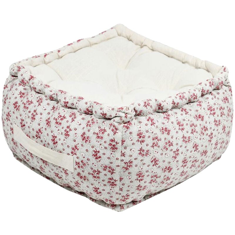 Stof - Coussin de sol écru avec petites fleurs roses – 40 cm