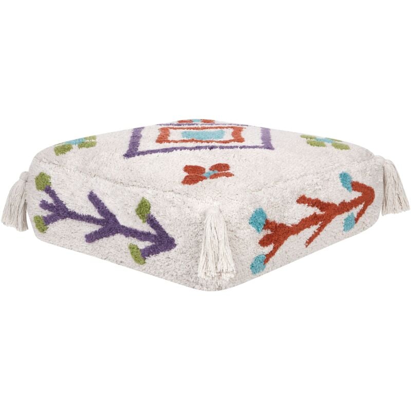 Beliani - Coussin de Sol en Coton 55 x 55 x 20 cm pour Enfant à Carré Motifs Géométriques Multicolore Blanc Diplo