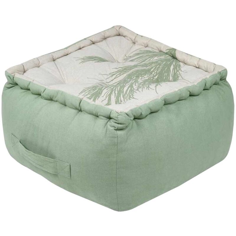 Stof - Coussin de sol en coton Coralia nature vert – 40 cm