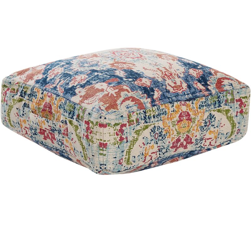 Beliani - Coussin d'Assise de Sol en Coton Carré Motif Abstrait 50 cm Multicolore Oued