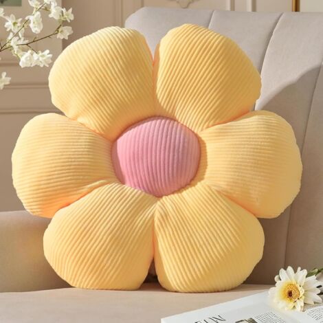 Coussin de sol en forme de fleur - 1 pièce - Surface douce et moelleuse - Motif marguerite 3D - Décoration pour chambre d'enfant - Jaune 39 cm (Coussin d'assise jaune [six pétales] 40 cm 0,22 kg)