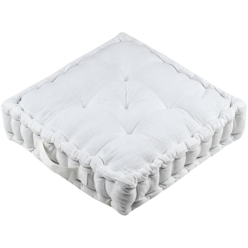 Coussin de sol en gaze de coton Pop color 45x45cm ecru