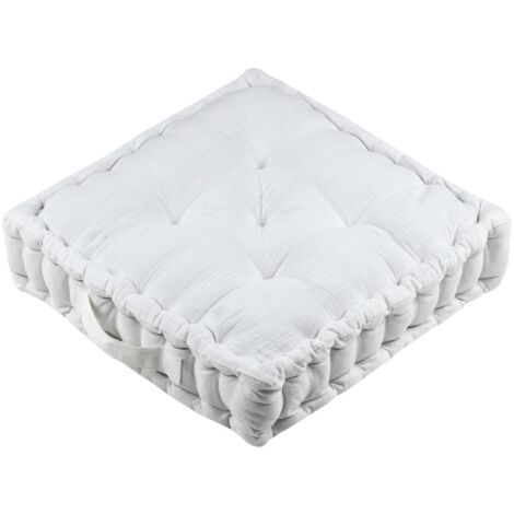 Coussin de sol en gaze de coton Pop color 45x45cm ecru