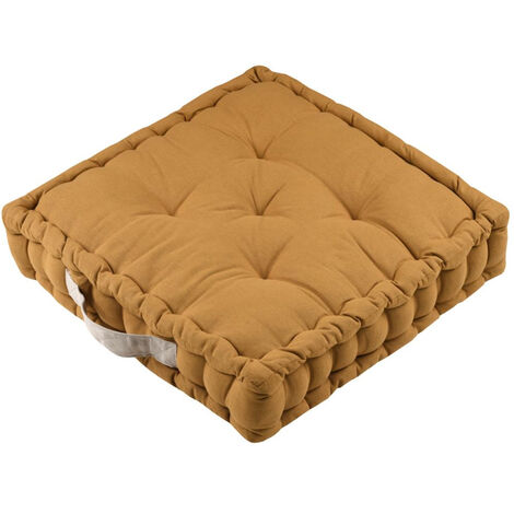 Coussin de sol épais en coton uni curry 45 x 45 x 10 cm – Confort optimal pour salons et espaces détente – 100% coton – Stof
