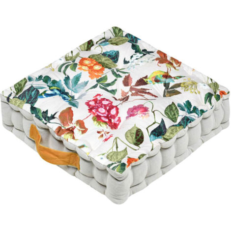 Coussin de sol fleuri blanc 40 cm