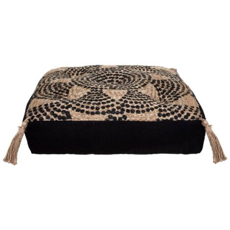 Coussin de sol Mandala noir 38x38cm - Atmosphera créateur d'intérieur