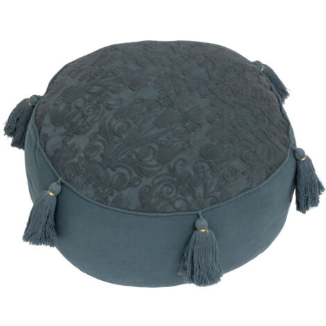 Coussin de Sol Pompons "Little Cottage" 43cm Bleu