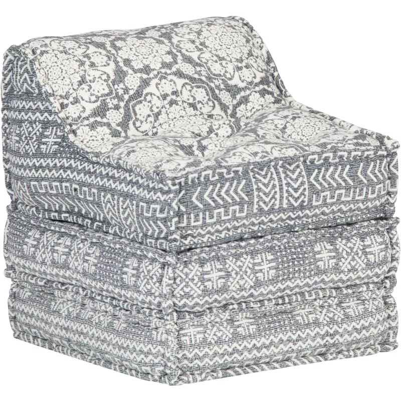 décoshop26 - coussin de sol pouf modulaire chaise longue en tissu gris 60x70x76 cm