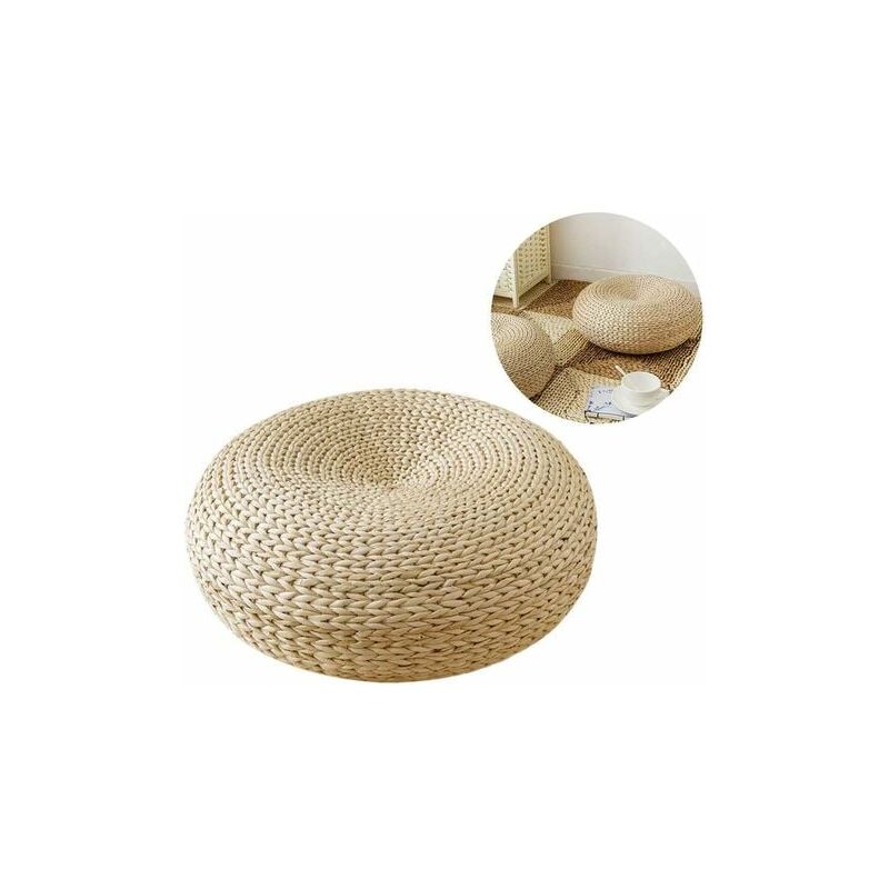 Dpzo - Coussin de sol rond respirant en paille tissée
