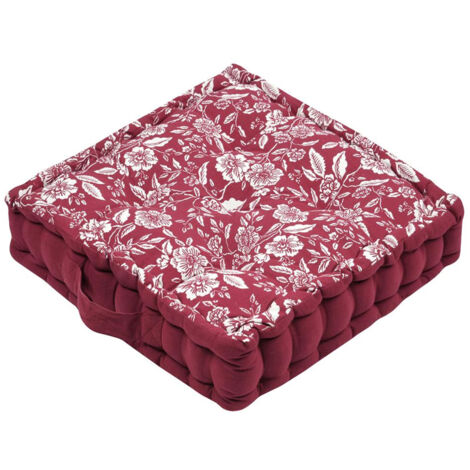 Coussin de sol rouge et blanc en coton 40 cm