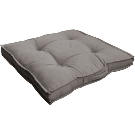 Coussin de sol uni en pur coton Gris Clair 50 x 50 x 6 cm