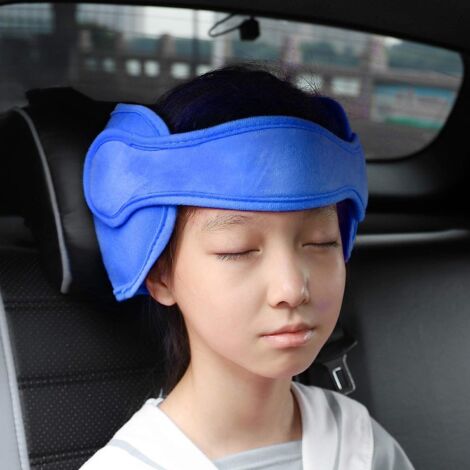 Coussin de soutien de tête réglable, doux et confortable pour siège auto bébé/enfant/adulte - Bleu