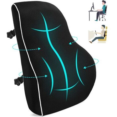 Coussin de soutien ergonomique, support arrière en mousse à mémoire de forme pour chaise de bureau et canapé, coussin pour une position assise confortable, oreiller lombaire de bureau oreiller à doubl