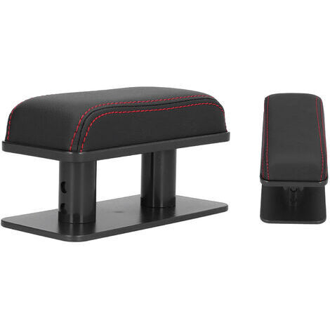 Coussin de support de coude d'accoudoir gauche réglable de voiture, coussin de rehausseur en cuir antidérapant anti-fatigue, modification intérieure de voiture (bord noir et rouge)